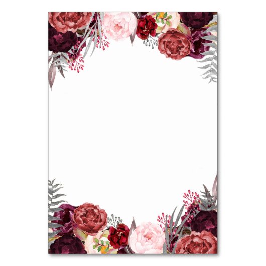 Marsala Peony Hochzeit im Herbst Empfang Cards ein Tischnummer (Rückseite)