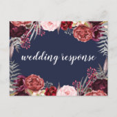 Marsala Peony Wedding RSVP Postkarten (Vorderseite)