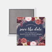 Marsala Peony Wedding Save the Date Magnete Magnet (Vorderseite/Rückseite)