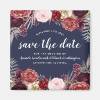 Marsala Peony Wedding Save the Date Magnete