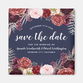 Marsala Peony Wedding Save the Date Magnete Magnet