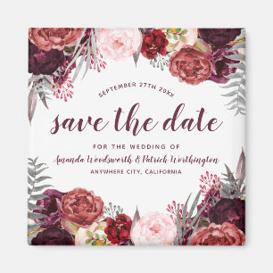 Marsala Pfingstrosen-Hochzeit im Herbsts-Save the Magnet