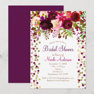 Marsala Pink Blume Florenz Brautparty Einladung