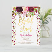 Marsala Pink Blume Florenz Brautparty Einladung (Stehend Vorderseite)