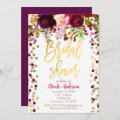 Marsala Pink Blume Florenz Brautparty Einladung (Vorne/Hinten)