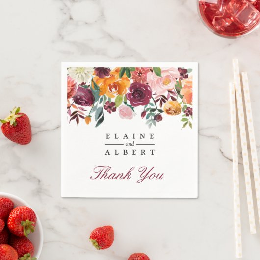 Marsala Pink Blume Hochzeit Serviette (Beispiel)