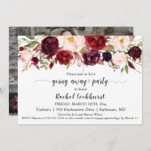 Marsala Pink Blume weg Party Abschied Einladung (Vorne/Hinten)