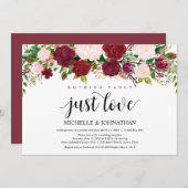 Marsala Pink Blumen Hochzeitsfeier Empfang Einladung (Vorne/Hinten)
