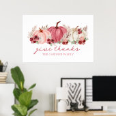 Marsala Pink Burgundy Fall Pumpkins Name Poster (Heimbüro)