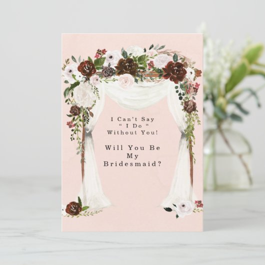 Marsala Pink Canopy wirst du meine Bridesmaid sein Einladung (Stehend Vorderseite)