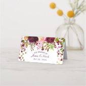 Marsala Pink Floral Gold Burgundy Tischplatze Platzkarte (Vorderseite)