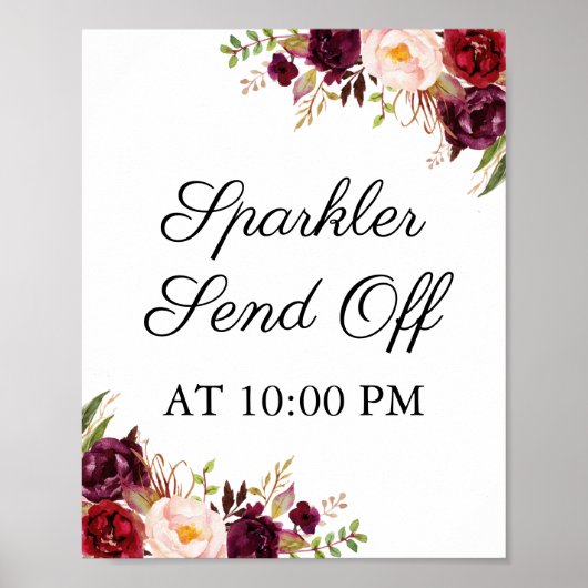 Marsala Pink Floral Sparkler Absenden Signaturpost Poster (Vorne)