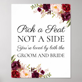 Marsala & Pink Floral Wählen Sie einen Platz, kein Poster