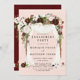 Marsala Pink Floral White Canopy Engagement Party Einladung