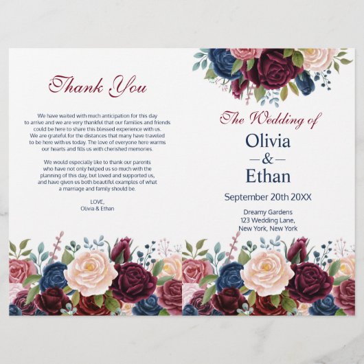 Marsala Pink Navy Blooming Blume (Vorderseite)