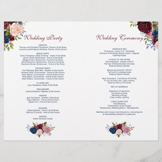 Marsala Pink Navy Blooming Blume (Rückseite)