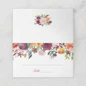 Marsala Pink Orange Blume Hochzeit Platzkarte (Außenseite Aufgefaltet)