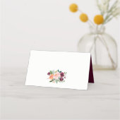 Marsala Pink Orange Blume Hochzeit Platzkarte (Rückseite)