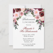 Marsala Pink Painted Peony Bridesmaids Luncheon Einladung (Vorderseite)