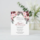 Marsala Pink Painted Peony Bridesmaids Luncheon Einladung (Stehend Vorderseite)
