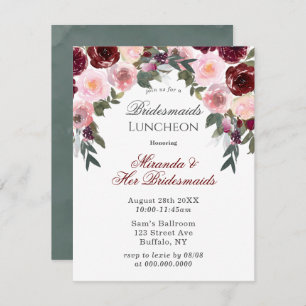 Marsala Pink Painted Peony Bridesmaids Luncheon Einladung