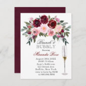 Marsala Pink Painted Peony Brunch & Bubbly Einladung (Vorne/Hinten)