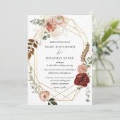 Marsala Pink Terracotta Geometrische Hochzeit Einladung (Stehend Vorderseite)