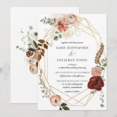 Marsala Pink Terracotta Geometrische Hochzeit Einladung (Vorne/Hinten)