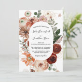 Marsala Pink Terracotta Orange Floral Wedding Einladung (Stehend Vorderseite)