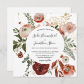 Marsala Pink Terracotta Orange Floral Wedding Inv Einladung (Vorne/Hinten)