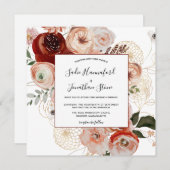 Marsala Pink Terracotta Orange Floral Wedding Inv Einladung (Vorne/Hinten)