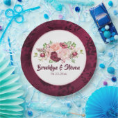 Marsala & Pink Watercolor Peony Wedding-1 Pappteller (Party)