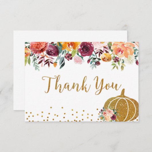 Marsala Pumpkin Birthday Dankeschön Karte (Vorne/Hinten)