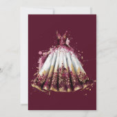 Marsala Red and Gold Peony Brautparty Einladung (Rückseite)