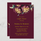 Marsala Red and Gold Peony Couples Dusche Einladung (Vorne/Hinten)