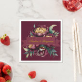 Marsala Red and Gold Peony mit Hochzeitsrennen Serviette (Beispiel)