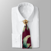 Marsala Red and Gold Peony Wedding Groom Krawatte (Gebunden)