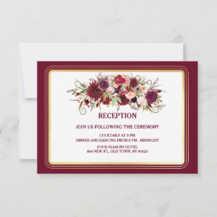 Marsala Red and Gold Wedding Card Einladung