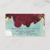 Marsala Red Aquamarin Watercolor Gold Karte (Rückseite)