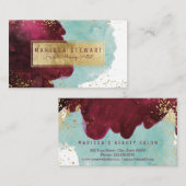 Marsala Red Aquamarin Watercolor Gold Karte (Vorne/Hinten)