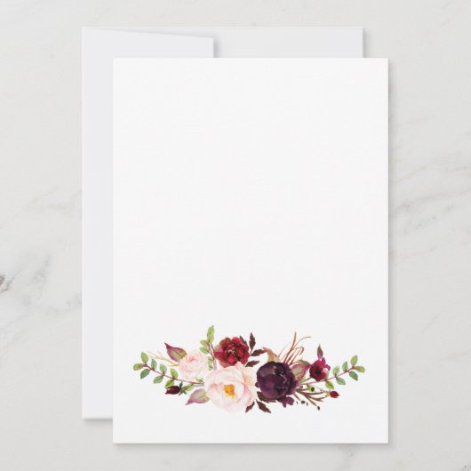 Marsala Red Autumn Gold Probe Dinner Card Einladung (Rückseite)