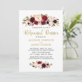 Marsala Red Autumn Gold Probe Dinner Card Einladung (Stehend Vorderseite)