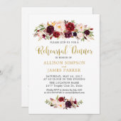 Marsala Red Autumn Gold Probe Dinner Card Einladung (Vorne/Hinten)