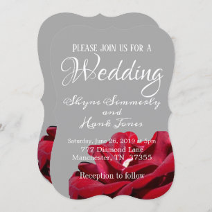 Marsala Red Burgund Floral Gray Wedding Card Einladung