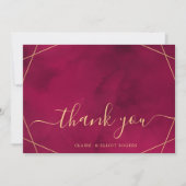 Marsala Red Burgund Moderne Wasserfarbe Vielen Dan Dankeskarte (Vorderseite)