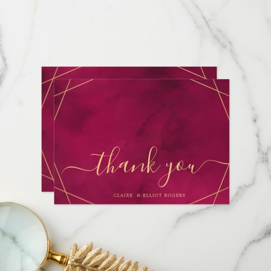 Marsala Red Burgund Moderne Wasserfarbe Vielen Dan Dankeskarte (Vorderseite/Rückseite Beispiel)