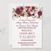 Marsala Red Burgundy Floral Chic Wedding Cards Einladung (Vorderseite)
