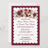 Marsala Red Burgundy Floral Chic Wedding Einladung (Vorderseite)
