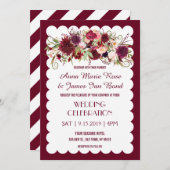 Marsala Red Burgundy Floral Chic Wedding Einladung (Vorne/Hinten)