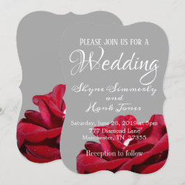 Marsala Red Burgundy Floral Gray Wedding Einladung